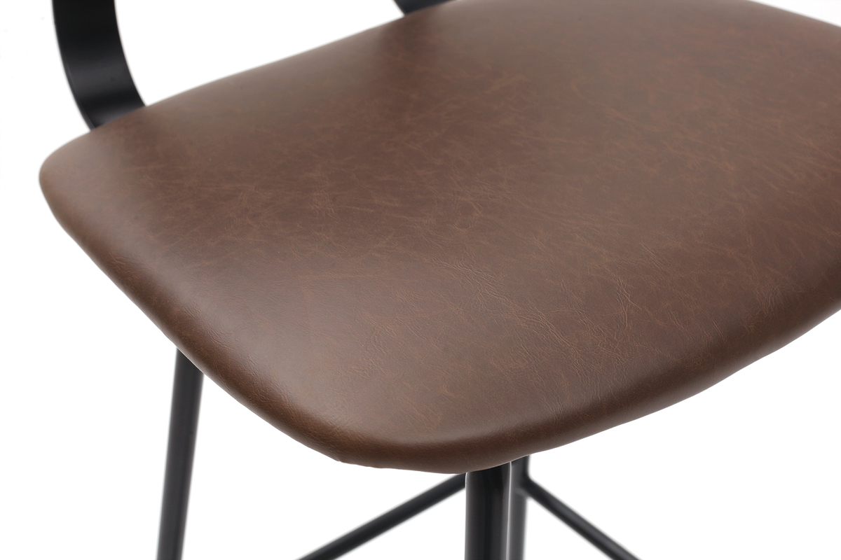 Taburetes de bar vintage marrn oscuro con patas metal 75 cm (lote de 2) LAB