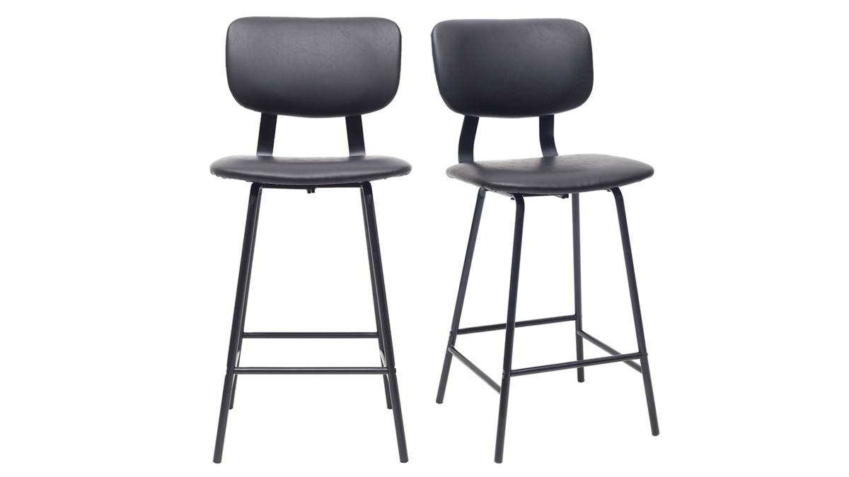 Taburetes de bar vintage negro con patas en metal 65cm (lote de 2) LAB