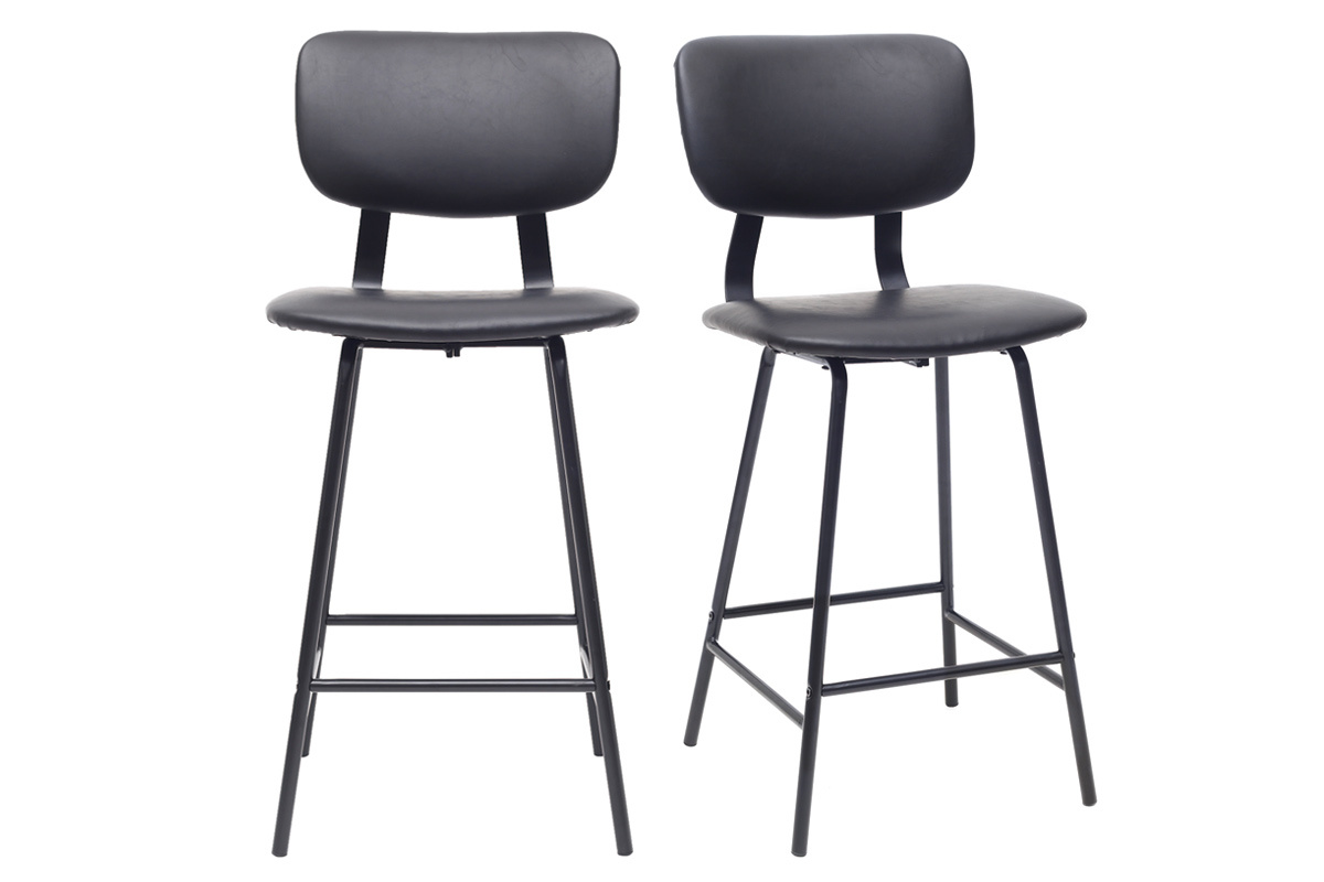 Taburetes de bar vintage negro con patas en metal 65cm (lote de 2) LAB