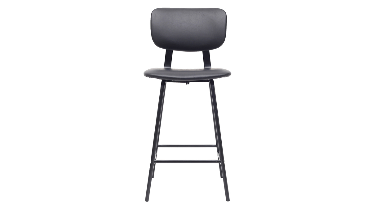 Taburetes de bar vintage negro con patas en metal 65cm (lote de 2) LAB