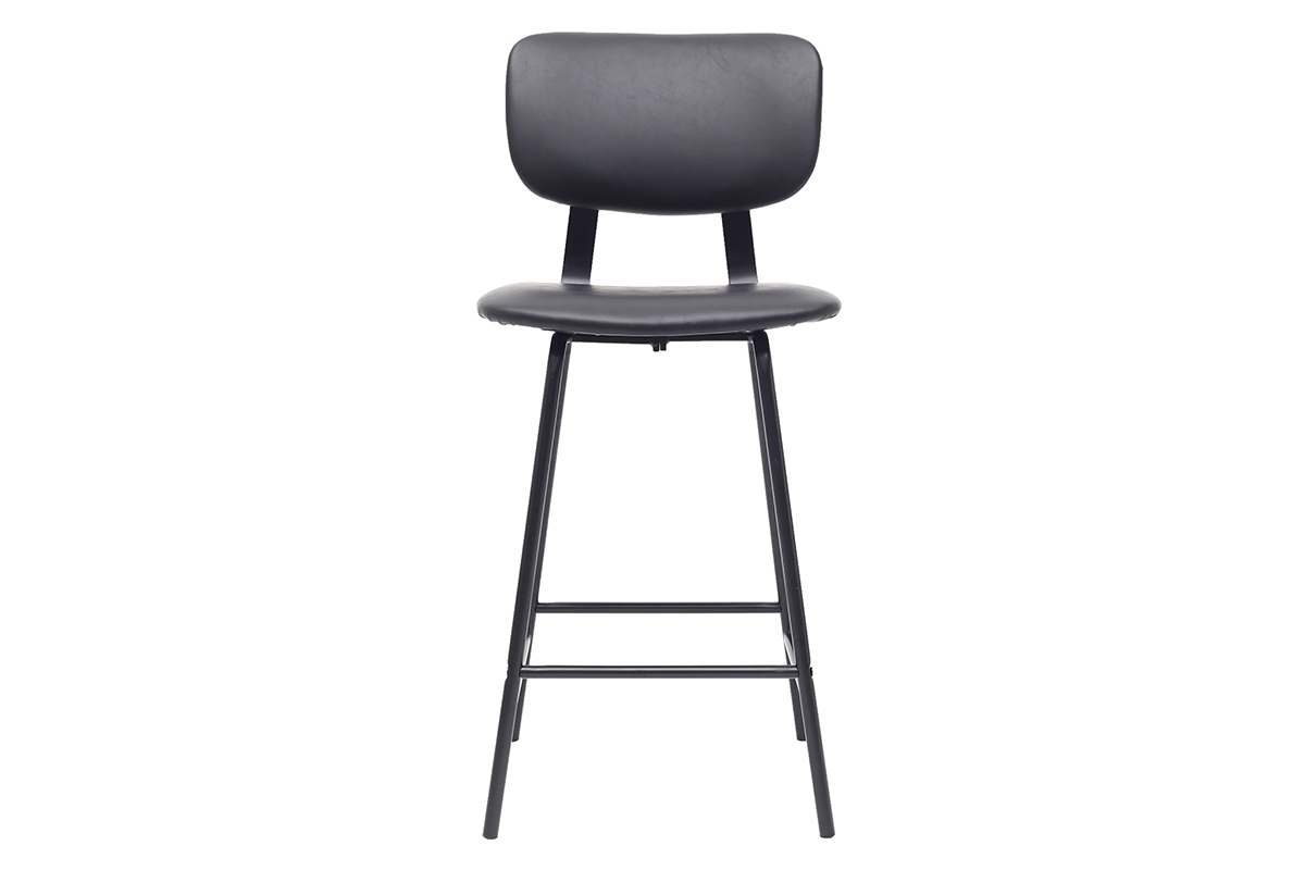 Taburetes de bar vintage negro con patas en metal 65cm (lote de 2) LAB