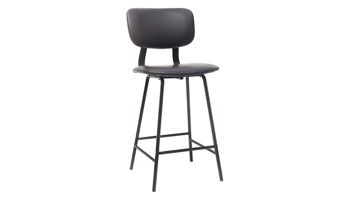 Taburetes de bar vintage negro con patas en metal 65cm (lote de 2) LAB