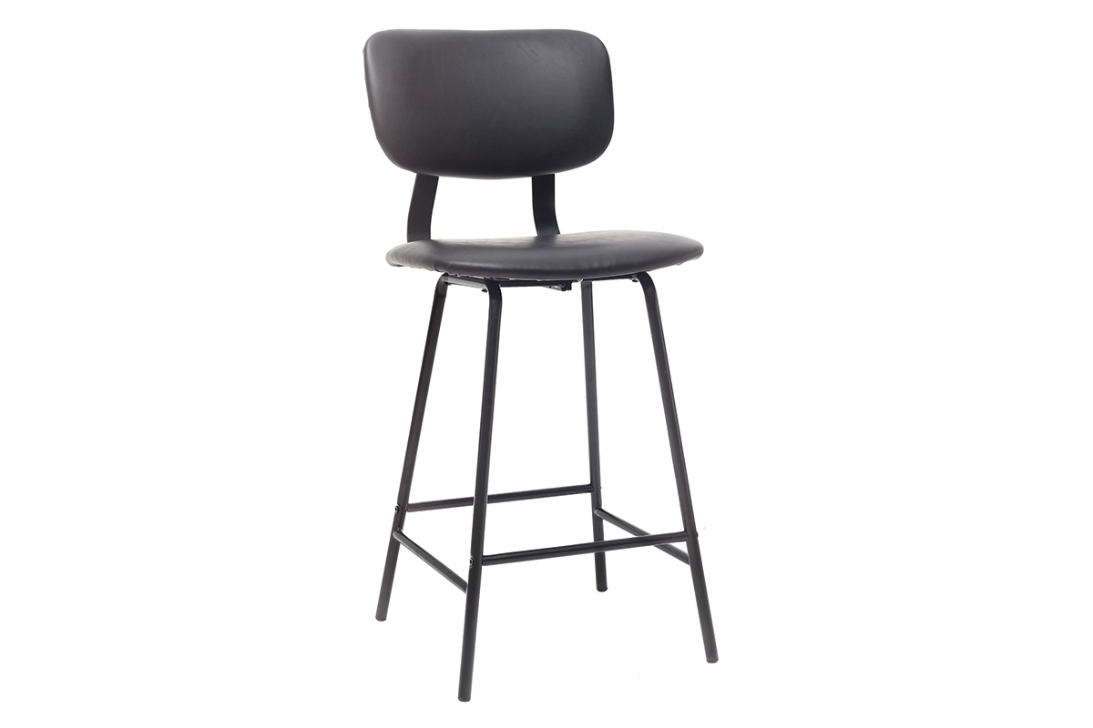Taburetes de bar vintage negro con patas en metal 65cm (lote de 2) LAB