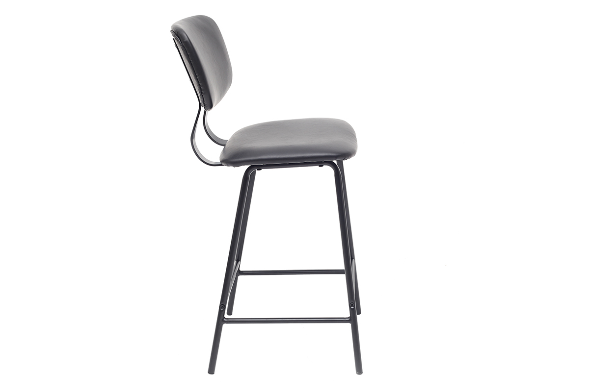 Taburetes de bar vintage negro con patas en metal 65cm (lote de 2) LAB