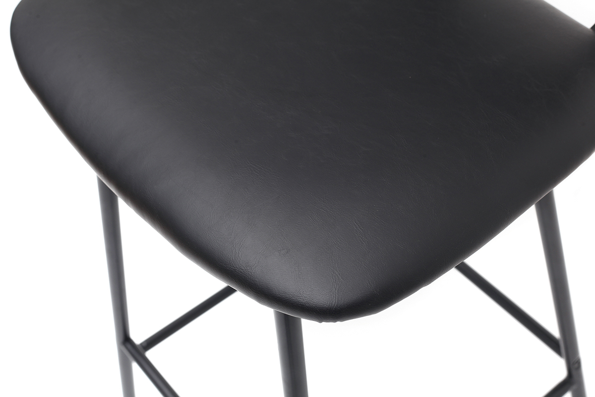 Taburetes de bar vintage negro con patas en metal 65cm (lote de 2) LAB