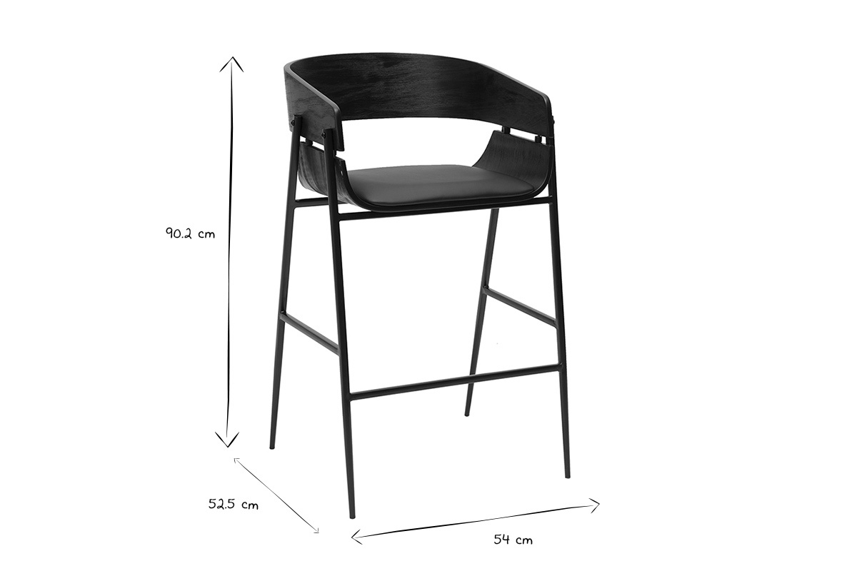Taburetes de barra de diseo negro (lote de 2) WESS