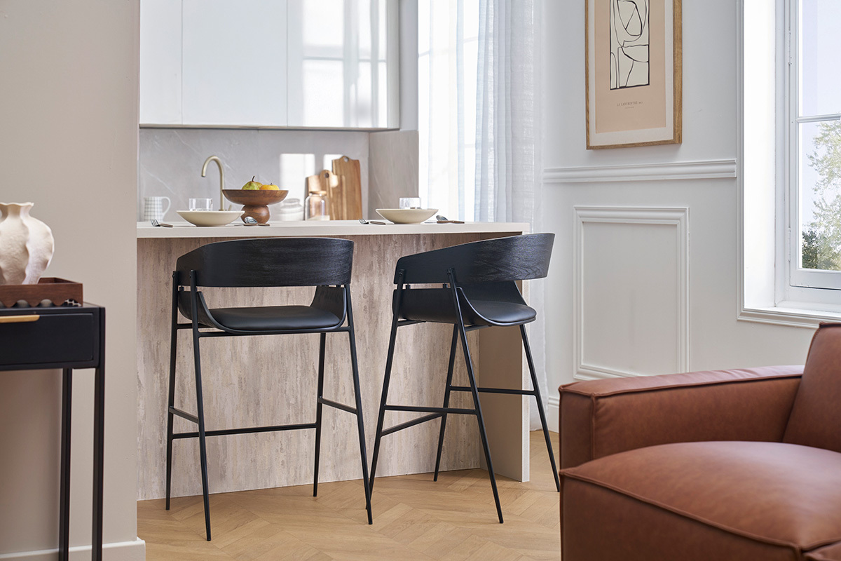 Taburetes de barra de diseo negro (lote de 2) WESS