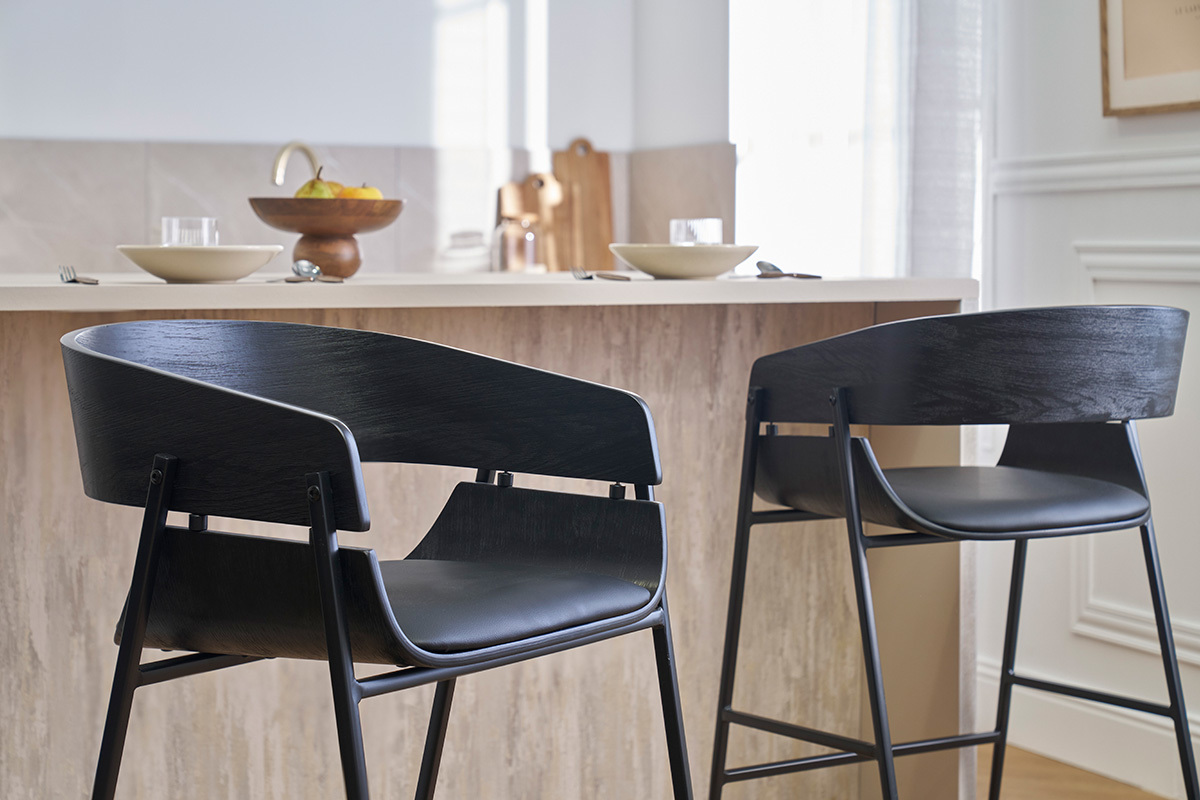 Taburetes de barra de diseo negro (lote de 2) WESS