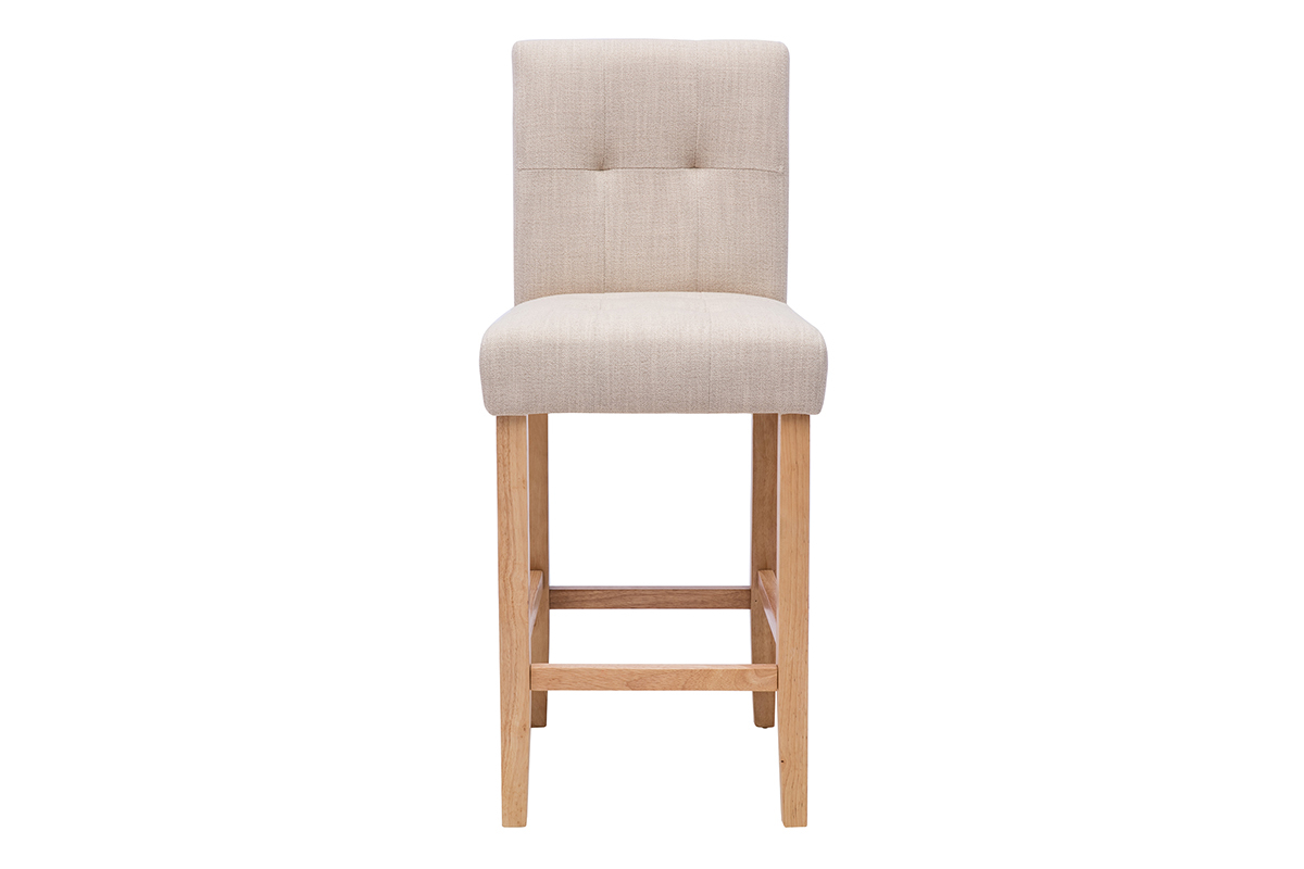 Taburetes de cocina acolchados beige natural y madera 66cm de altura (set de 2) ESTER