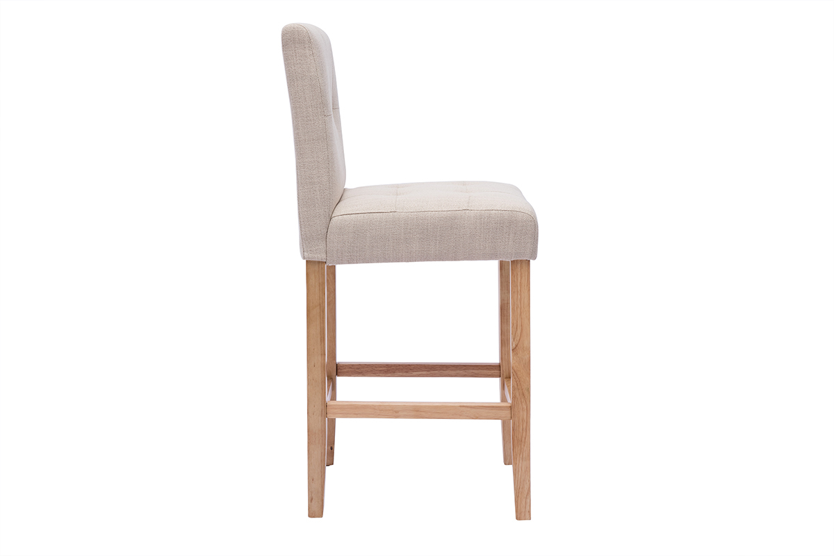 Taburetes de cocina acolchados beige natural y madera 66cm de altura (set de 2) ESTER