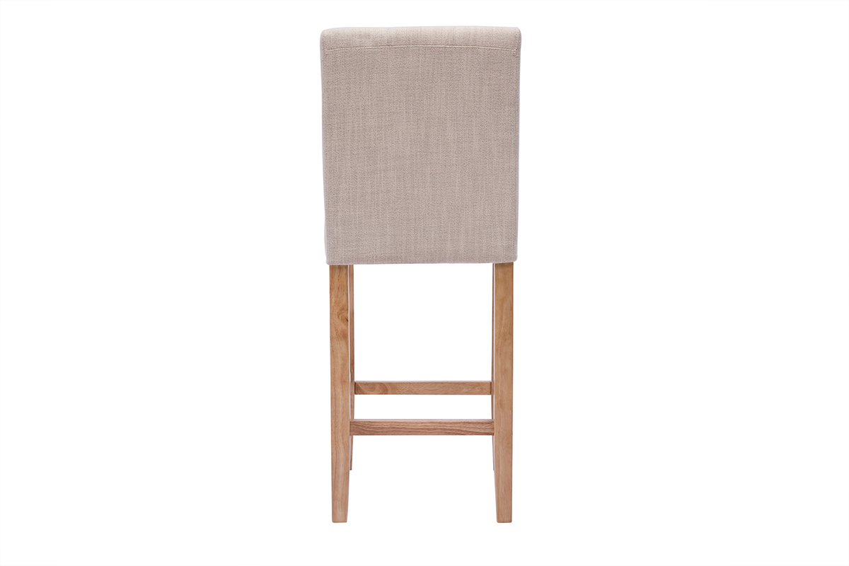 Taburetes de cocina acolchados beige natural y madera 66cm de altura (set de 2) ESTER