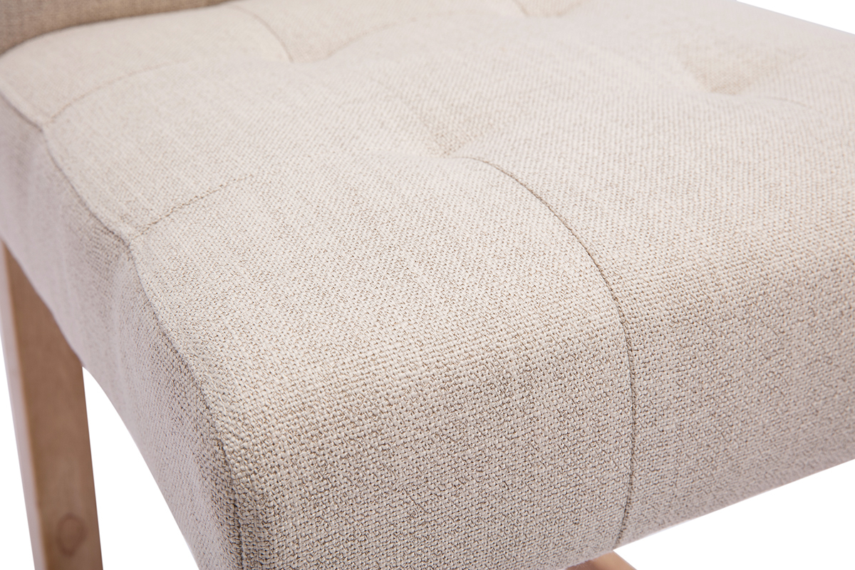 Taburetes de cocina acolchados beige natural y madera 66cm de altura (set de 2) ESTER