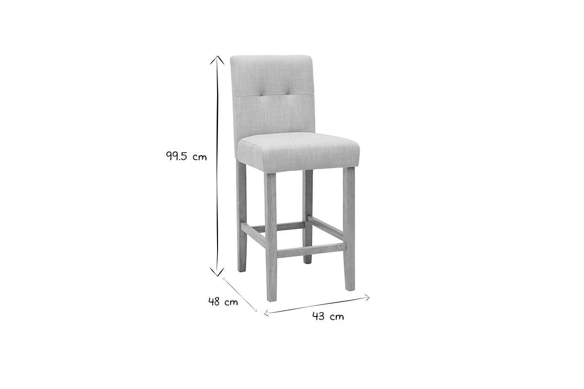Taburetes de cocina acolchados beige natural y madera 66cm de altura (set de 2) ESTER