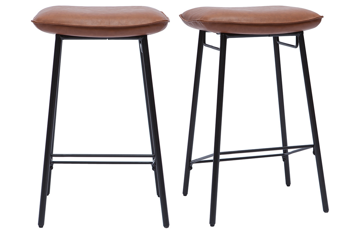 Taburetes de cocina de estilo industrial marrn (set de 2) DORY