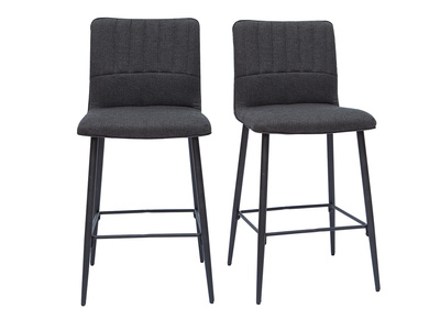 Taburetes de cocina estilo vintage tejido gris oscuro (set de 2), 62 cm de altura, FARELL