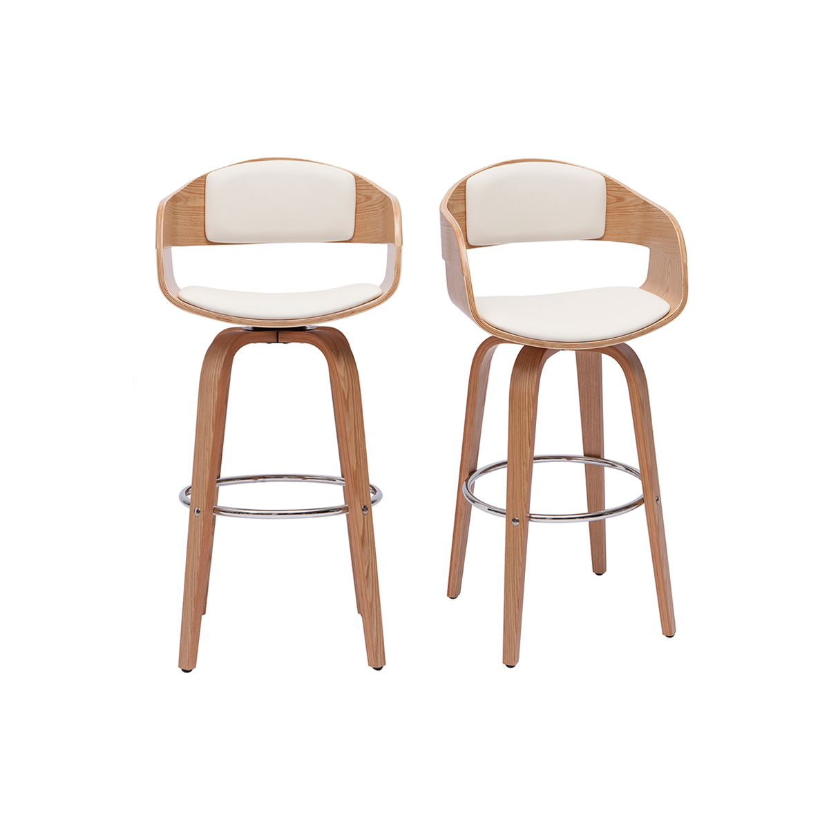 Taburetes de cocina nórdicos con giro 360° de madera clara 67 cm GAO