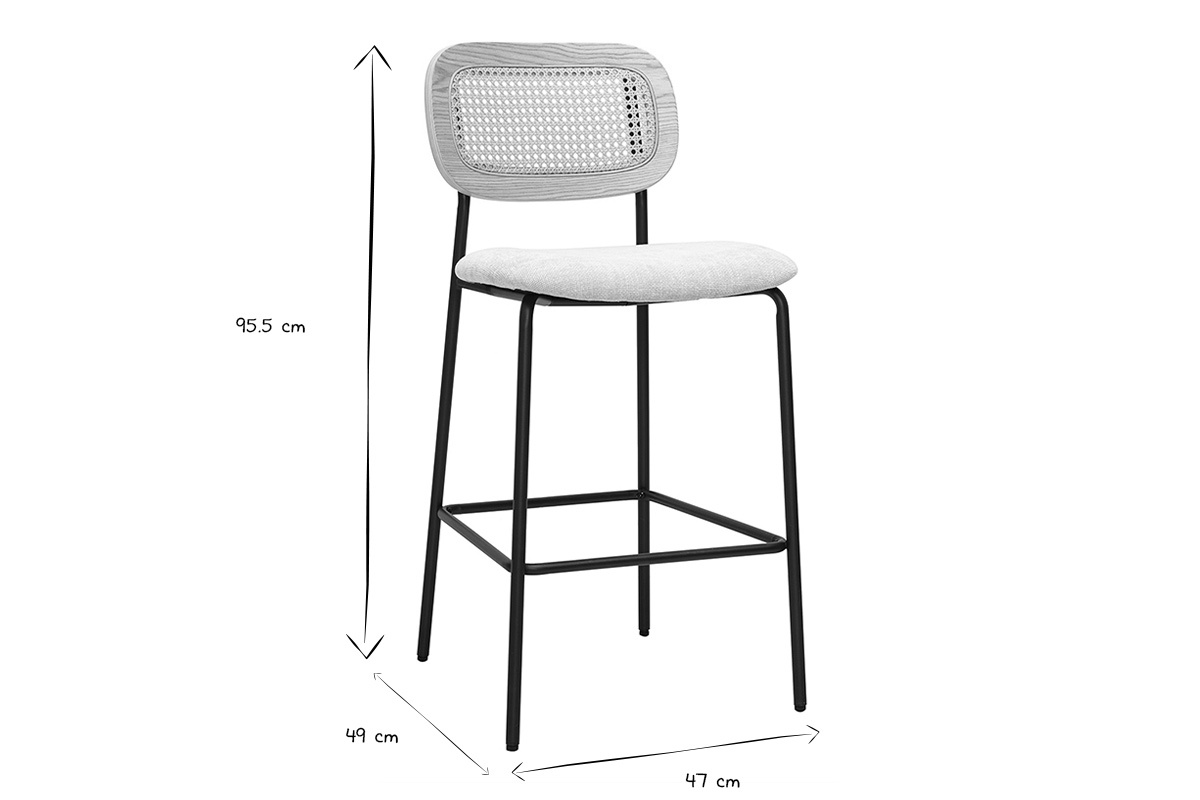 Taburete de dise�o MIRANDA en blanco y negro, dimensiones: L47 x P49 x H95,5 cm.