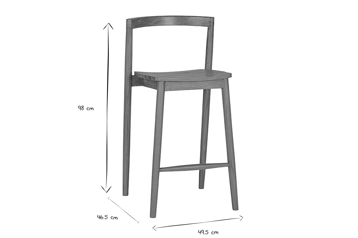 Dimensiones del taburete de jard�n en negro y blanco: altura 98 cm, ancho 49,5 cm, profundidad 46,5 cm.