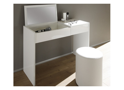 Tocador moderno con espejo y almacenaje blanco lacado SMART - Tocador moderno con espejo y almacenaje blanco lacado SMART