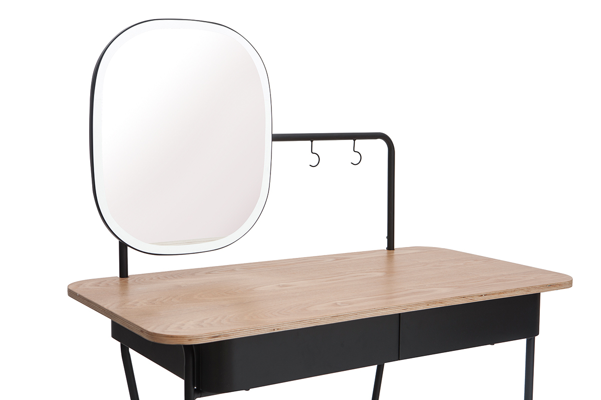 Tocador vintage con espejo metal y fresno CAVAL 