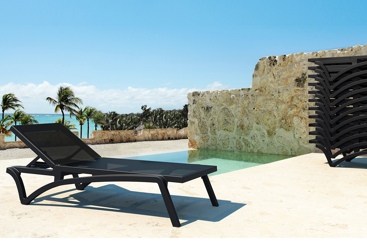 Tumbona ajustable azul con ruedas CORAIL