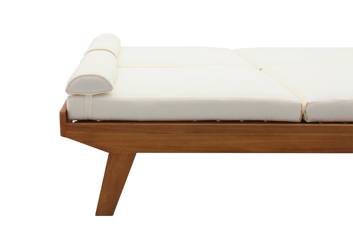 Tumbona doble con respaldo multiposicin blanca y madera maciza 127 cm CARACAS
