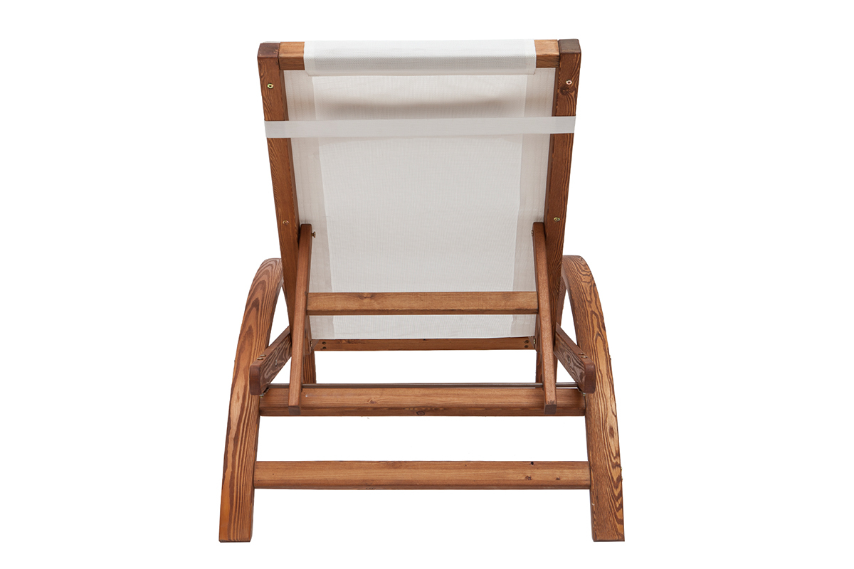 Tumbona para tomar el sol con varias posiciones blanca y madera PIANA
