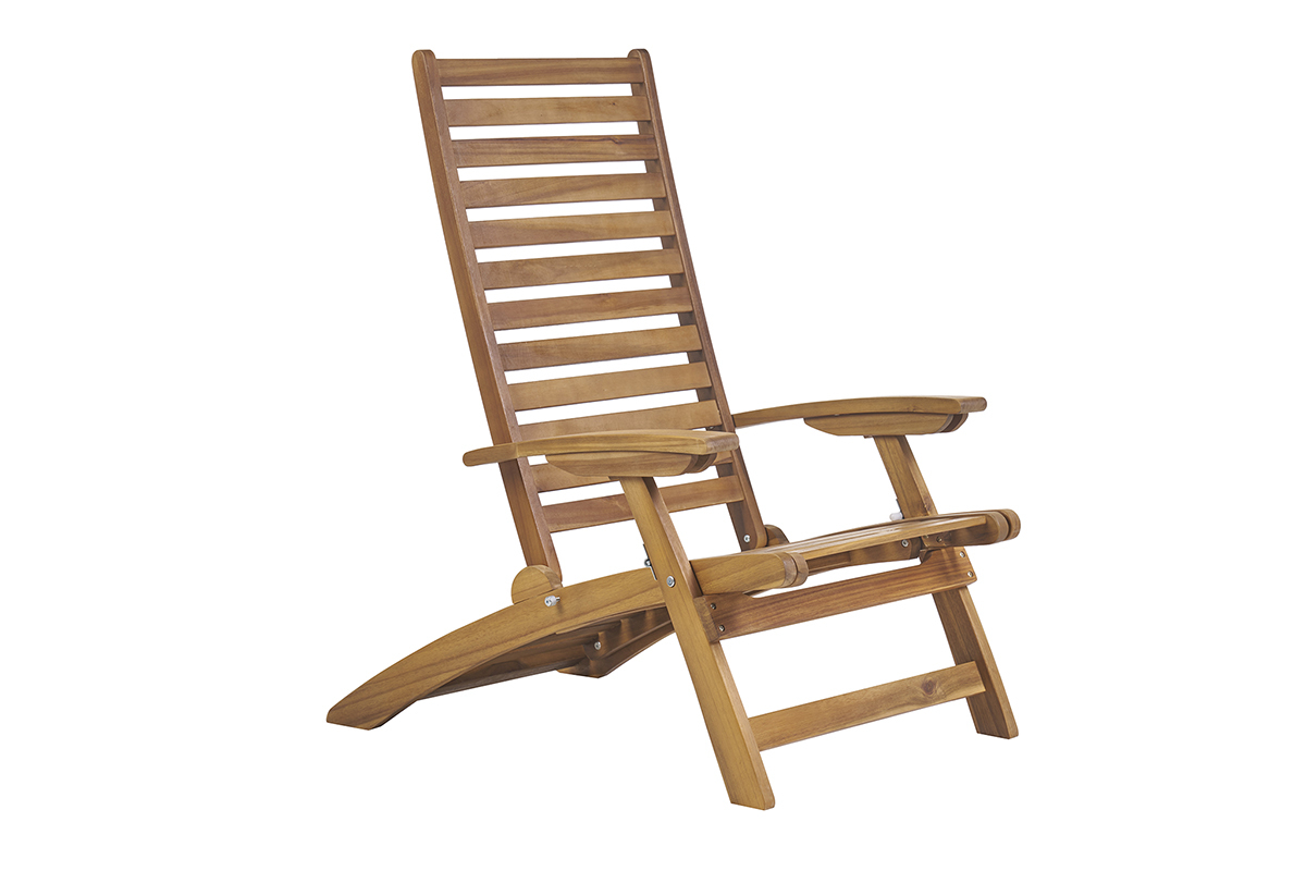 Tumbona reclinable con 3 posiciones de madera maciza RIO