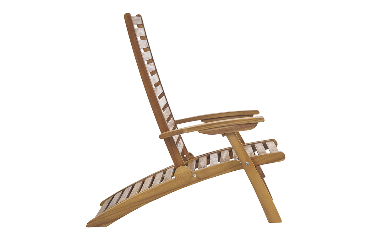 Tumbona reclinable con 3 posiciones de madera maciza RIO