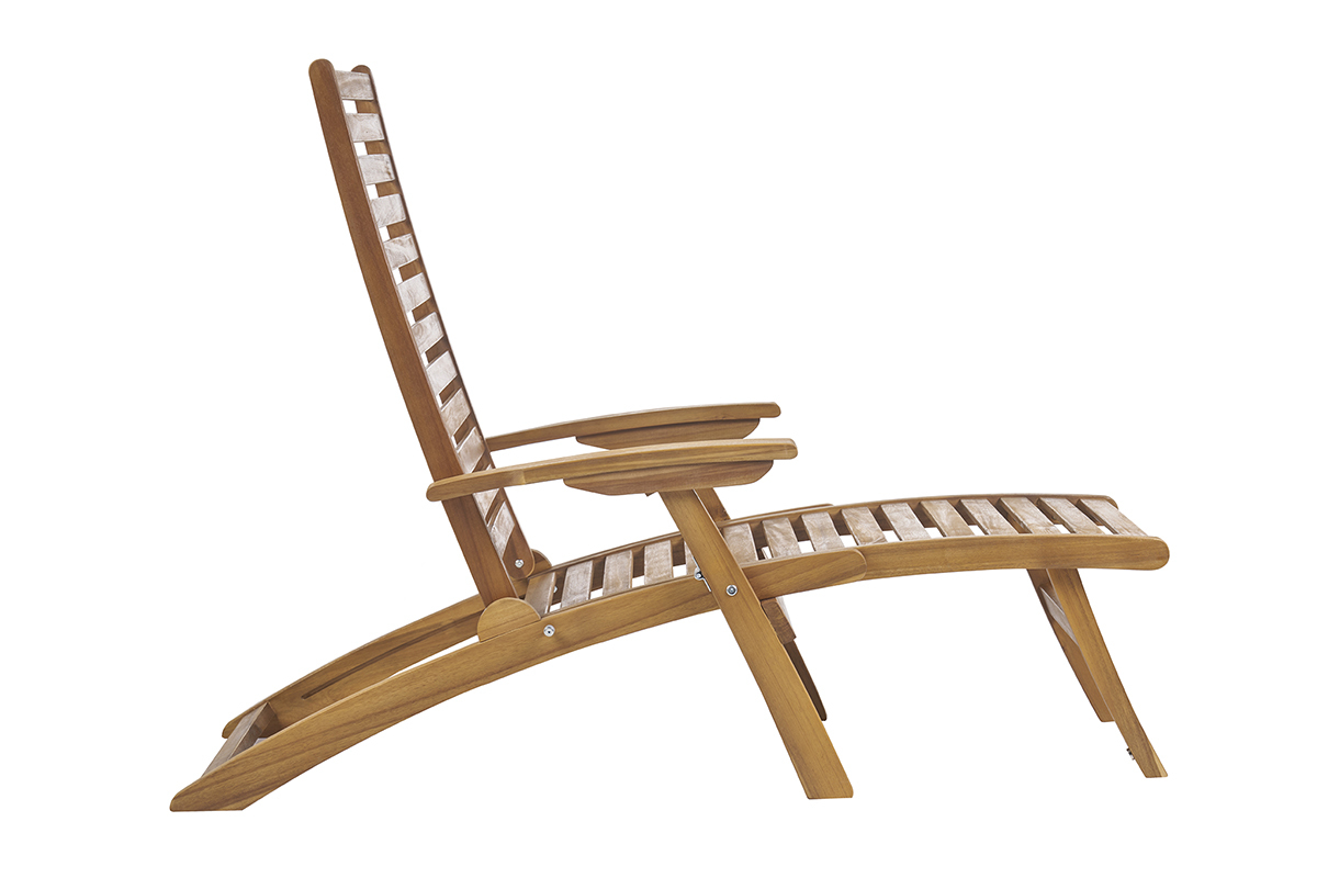 Tumbona reclinable con 3 posiciones de madera maciza RIO