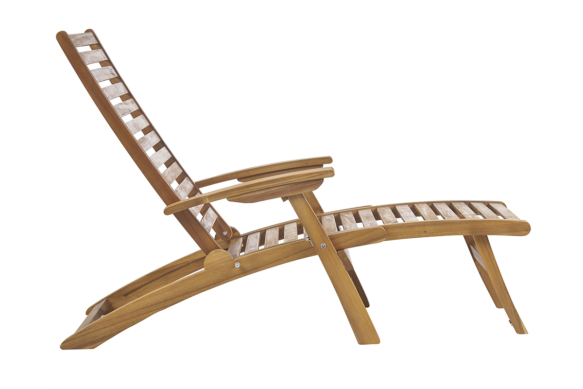 Tumbona reclinable con 3 posiciones de madera maciza RIO
