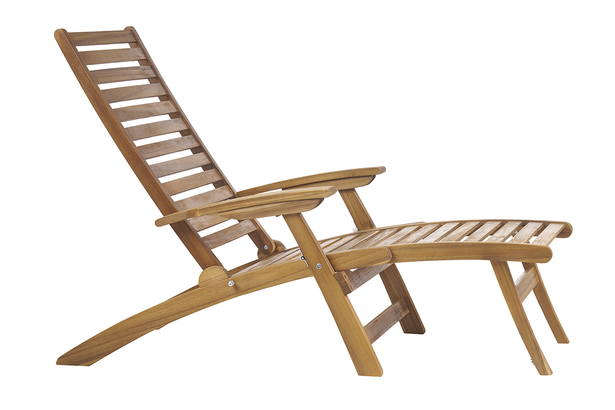 Tumbona reclinable con 3 posiciones de madera maciza RIO
