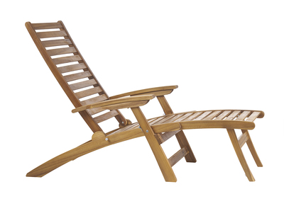 Tumbona reclinable con 3 posiciones de madera maciza RIO