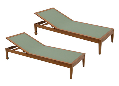 Tumbonas verde caqui y madera maciza (juego de 2) NAVEEN