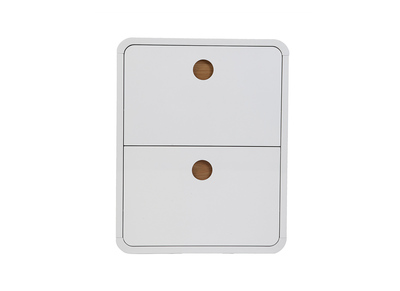 Zapatero 2 cajones blanco brillante y fresno KOPEN