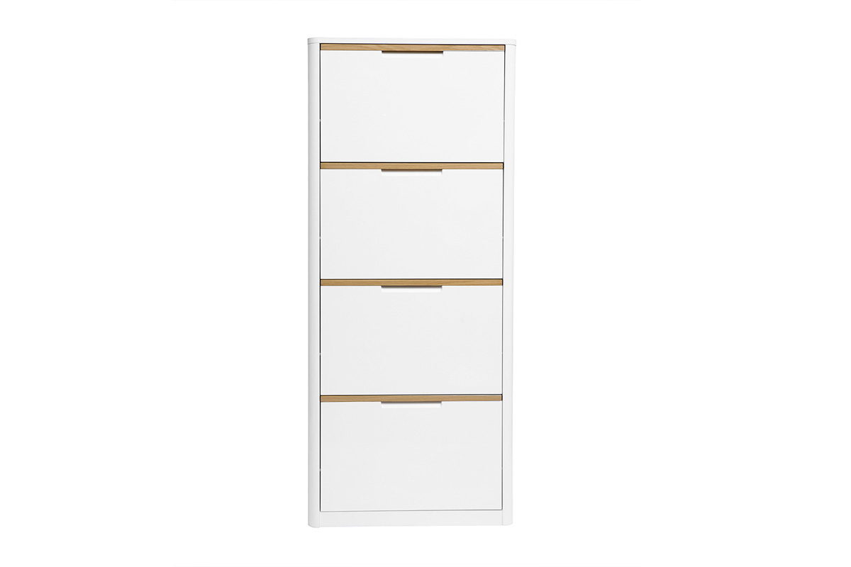 Zapatero de 4 puertas acabado blanco lacado brillante L68 cm KIRK