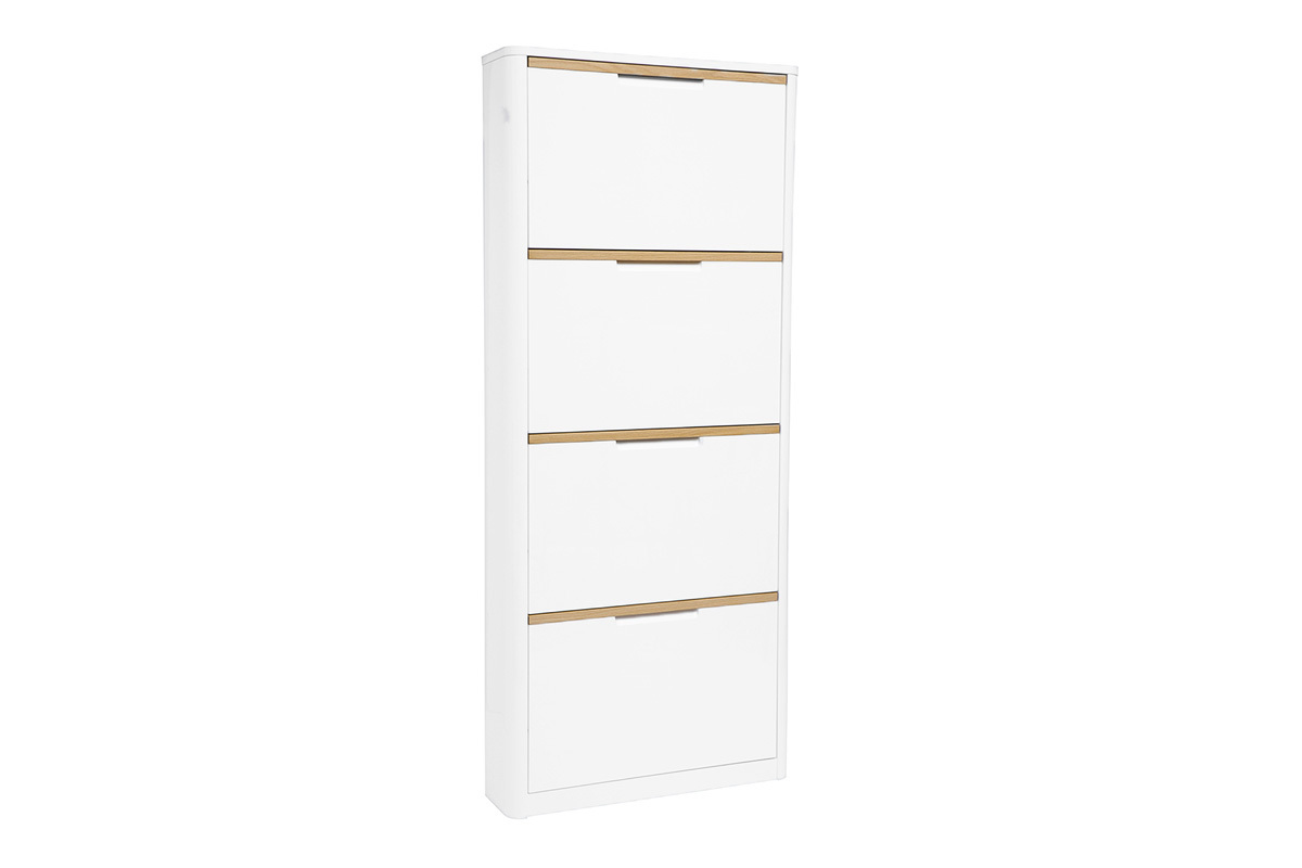 Zapatero de 4 puertas acabado blanco lacado brillante L68 cm KIRK
