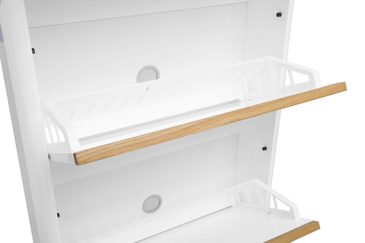 Zapatero de 4 puertas acabado blanco lacado brillante L68 cm KIRK