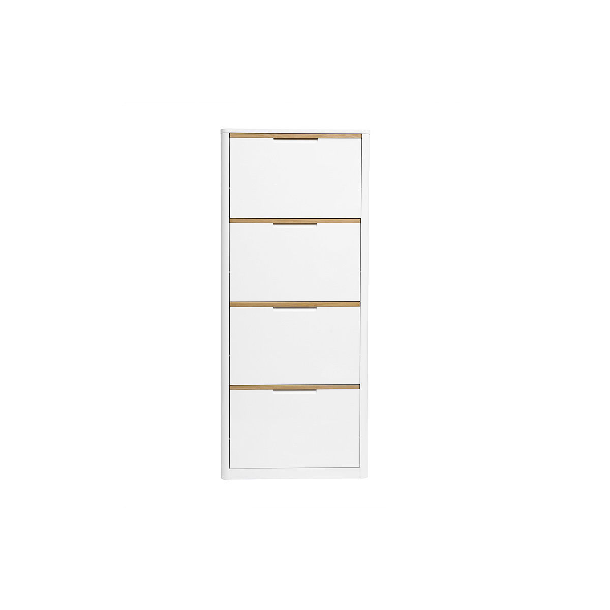 Zapatero de 4 puertas acabado blanco lacado brillante L68 cm KIRK